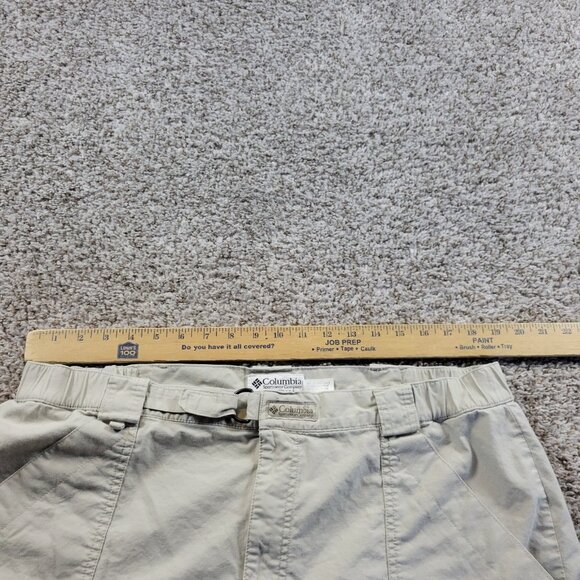 Columbia Shorts Mens XL Beige PFG Fishing Mesh Pockets Cotton Stretch Fish Flaw* - Picture 3 of 9